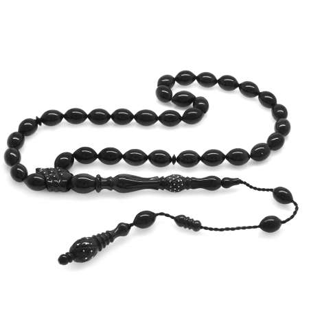 Sistemli Lale Tasarım İmameli Her Tanesi Kumpas İşçilikli Arpa Kesim Erzurum Oltu Taşı Tesbih - Tesbihane