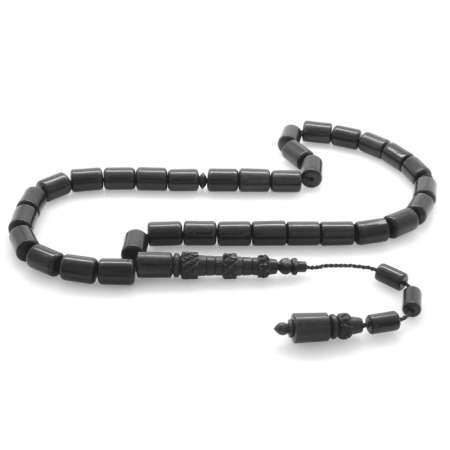 Sistemli Minare İşçilik İmameli Kesme Kesim Abanoz Ağacı Tesbih - Tesbihane