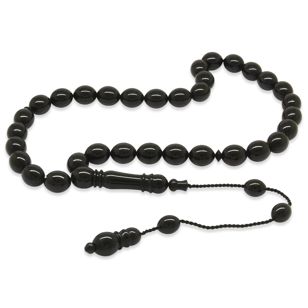 Sistemli Usta Kumpas İşçilikli Özel Kesim Erzurum Oltu Taşı Tesbih ve Oltu Gümüş Erkek Yüzük Seti - 2