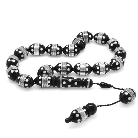 Sistemli Pirinç Sarmal Beyaz Mineli Arpa Kesim Kuka Efe Tesbih - Tesbihane