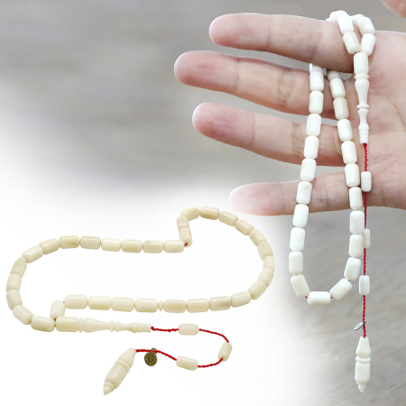 Sistemli Sadullah Usta İşçilikli Kapsül Kesim Koleksiyonluk Beyaz Renk Narçıl Tesbih - Tesbihane