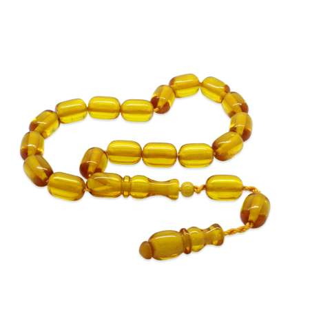 Sistemli Uçlu Kapsül Kesim Maxi Boy Sarı Ateş Kehribar Efe Tesbih - Tesbihane