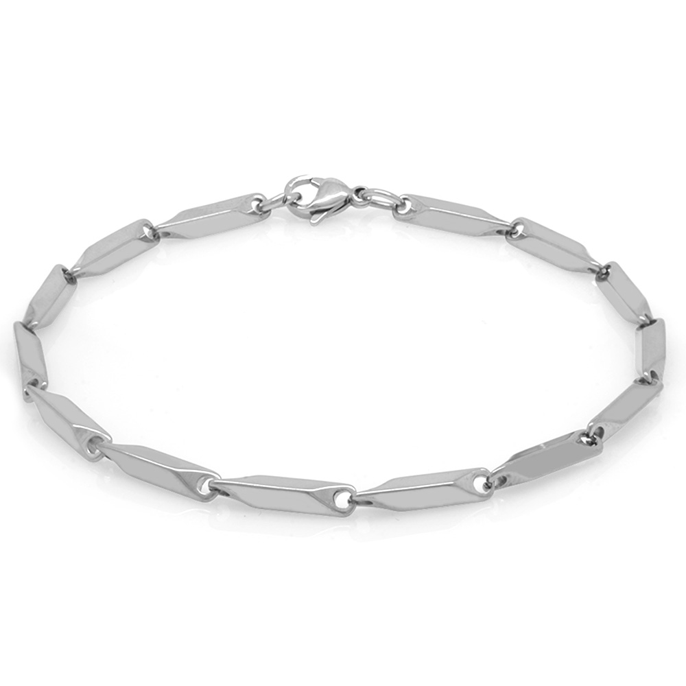 Gümüş Renk 317L Çelik Singapur Bileklik - 5