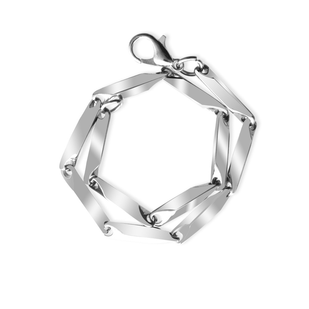 Gümüş Renk 317L Çelik Singapur Bileklik - 2