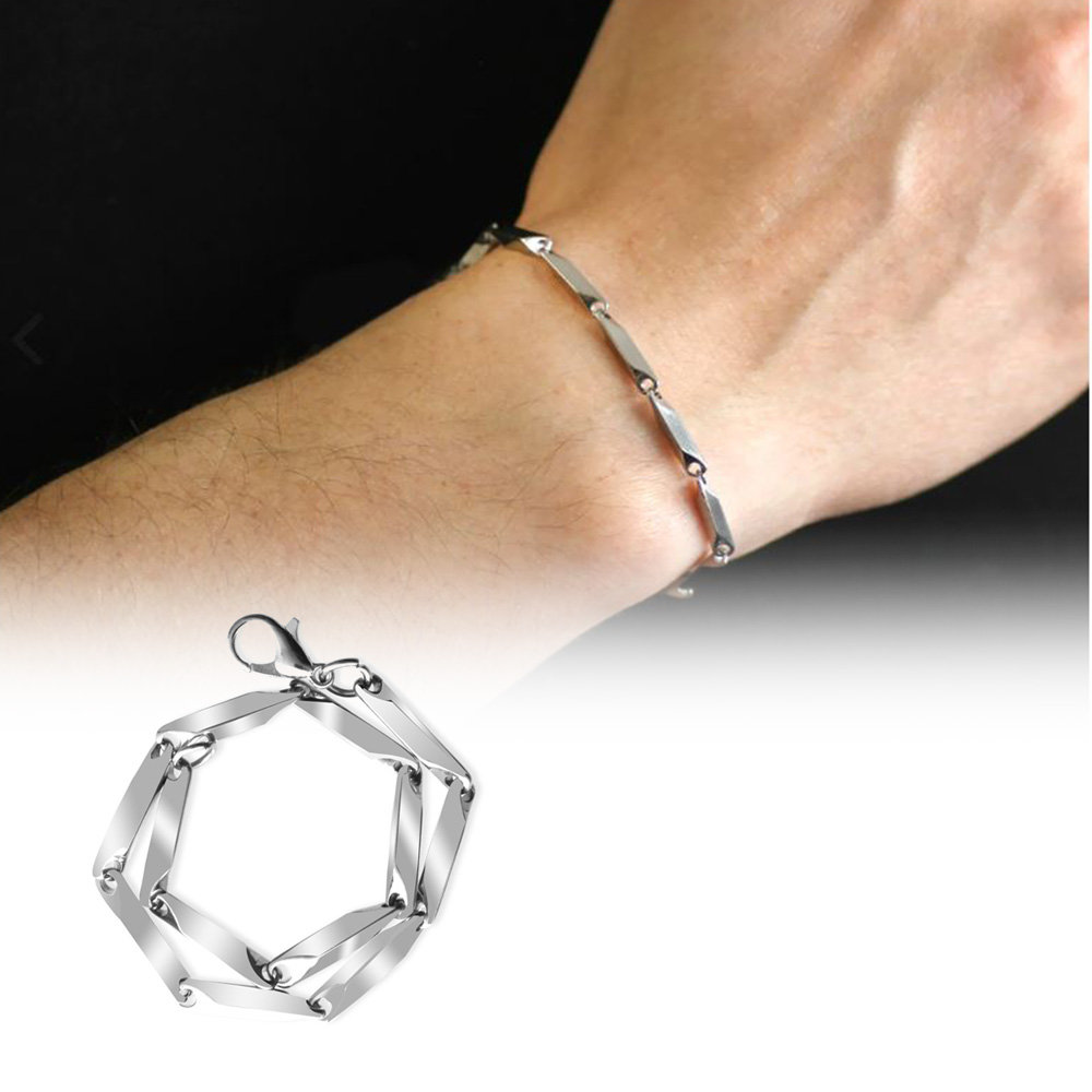 Gümüş Renk 317L Çelik Singapur Bileklik - 1