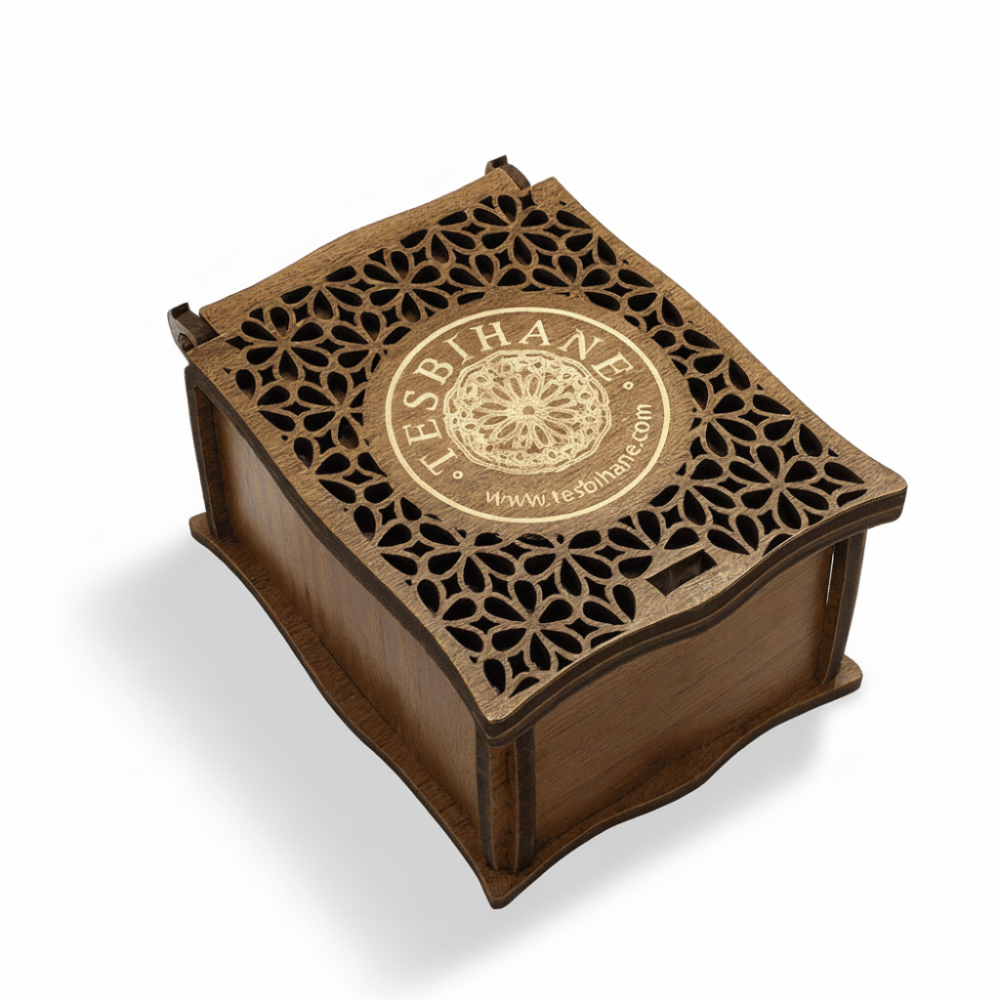 Hediye Notu Yazılı Kahverengi Ahşap Kolye Küpe Bileklik Set Takı Kutusu - M1 - 3