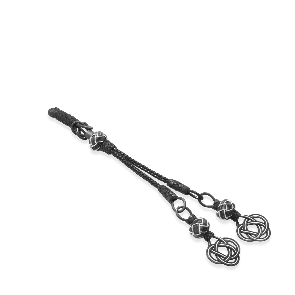 Siyah-Beyaz Renk 1000 Ayar Gümüş 2'li Taraftar Kazaz Püskül - 2