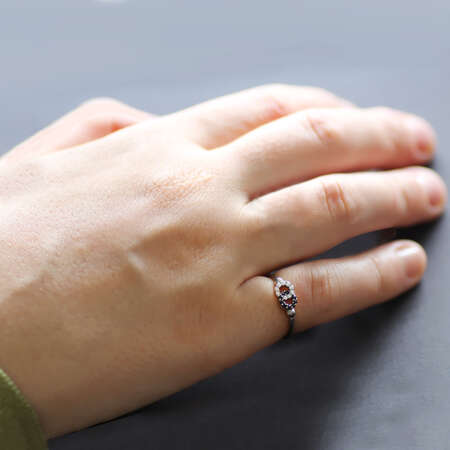 Siyah Beyaz Zirkon Taşlı Sonsuzluk Tasarım 925 Ayar Gümüş Bayan Yüzük - Tesbihane