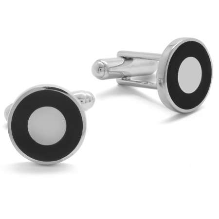 Siyah Mineli Göz Tasarım 925 Ayar Gümüş Kol Düğmesi - Tesbihane