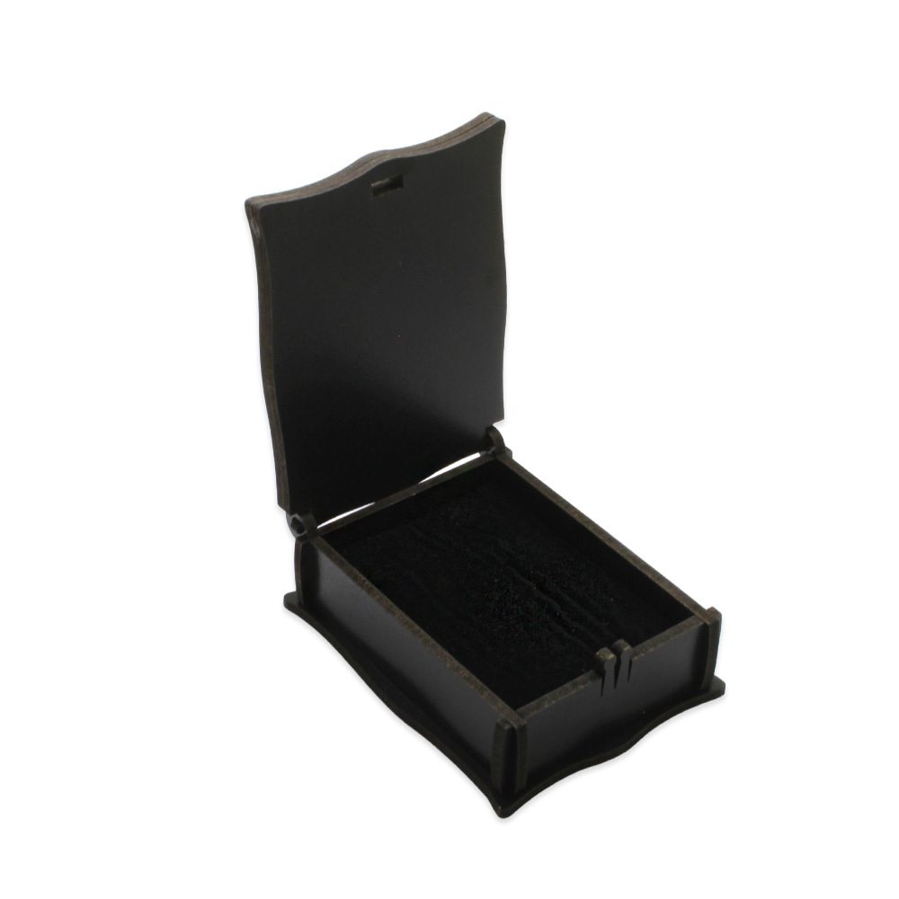 Siyah Renk Ahşap Elegance Kolye Küpe Kutusu - 3