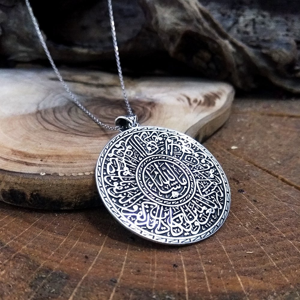 Madalyon Tasarım İsme Özel Yazılı 925 Ayar Gümüş Kolye - 4