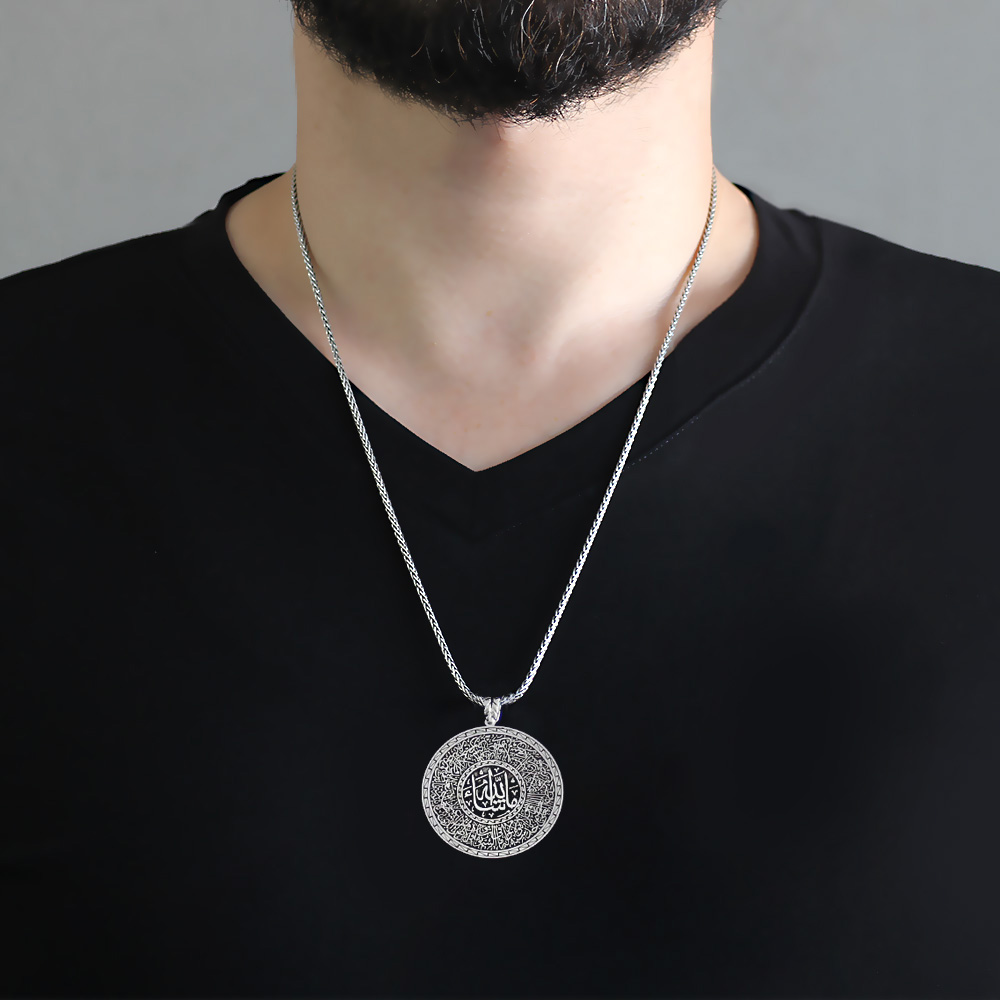 Madalyon Tasarım İsme Özel Yazılı 925 Ayar Gümüş Kolye - 2