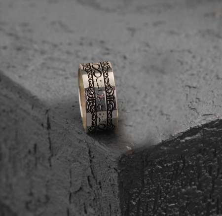 Sonsuzluk Desenli Arapça Kişi Sevdiği İle Beraberdir Yazılı 925 Ayar Gümüş Erkek Alyans - Tesbihane