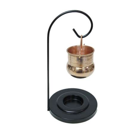 Standlı Kazan Tasarım Bronz Renkli Metal Buhurdanlık - Tesbihane