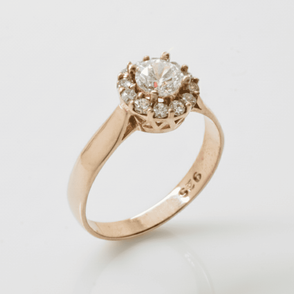 Elmas Görünümlü Rose Renk 925 Ayar Gümüş Bayan Tektaş Yüzük - 3