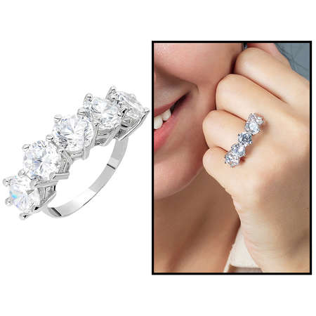 Elmas Görünümlü 925 Ayar Gümüş Kadın Beştaş Yüzük - Tesbihane