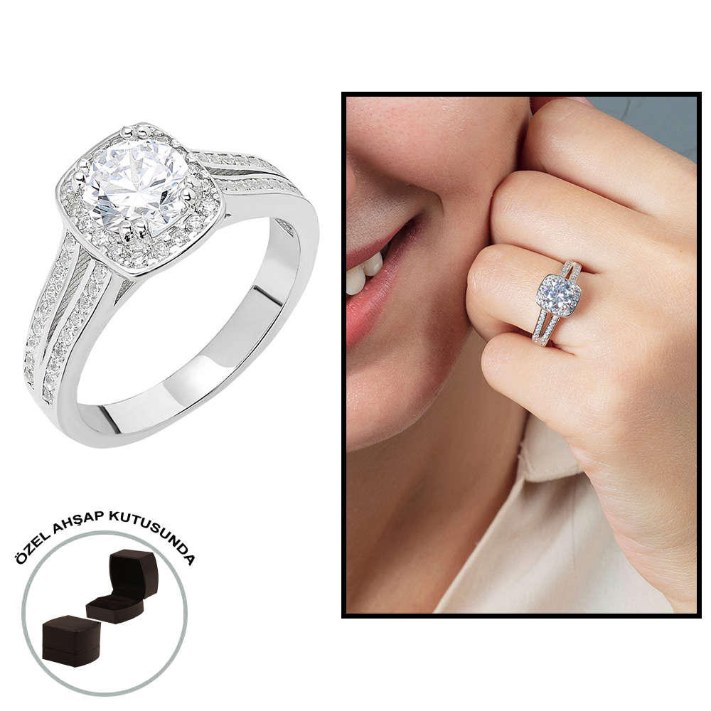 Starlight Diamond Pırlanta Montür Avangarde 925 Ayar Gümüş Bayan Baget Yüzük - 1