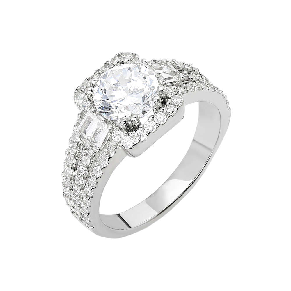 Starlight Diamond Pırlanta Montür Efektli 925 Ayar Gümüş Bayan Baget Yüzük - 3