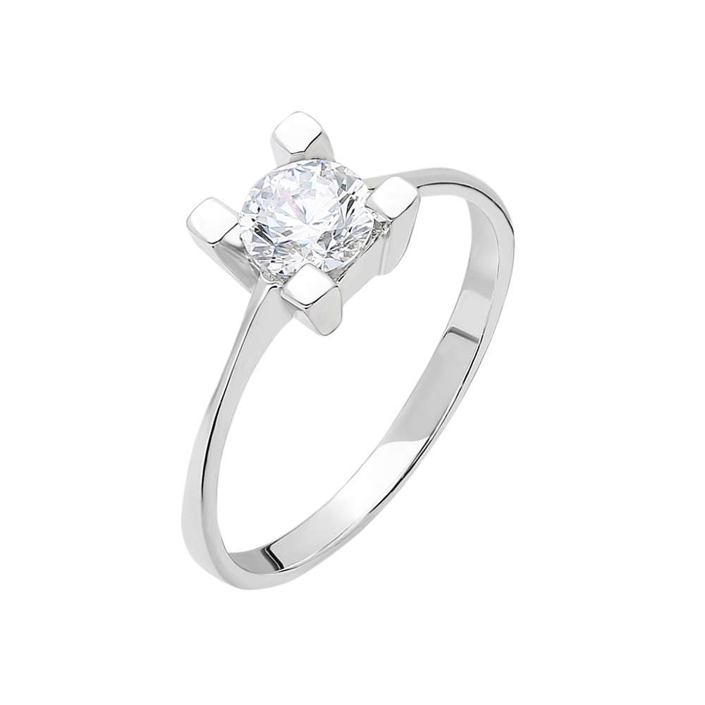 Starlight Diamond Pırlanta Montür Kare Tasarım 925 Ayar Gümüş Bayan Tektaş Yüzük - 4