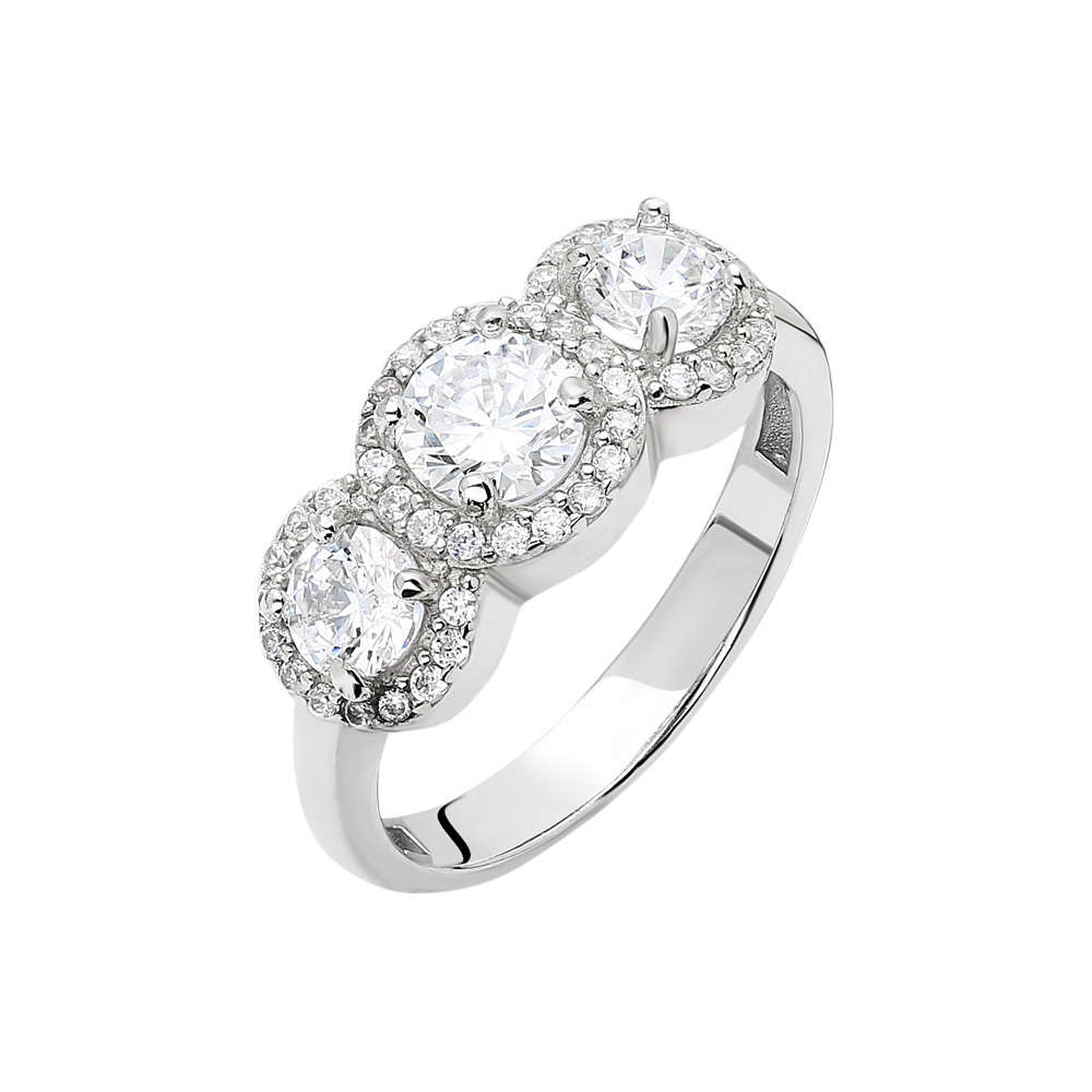 Starlight Diamond Pırlanta Montür Maxi Tasarım 925 Ayar Gümüş Bayan Tria Yüzük - 4