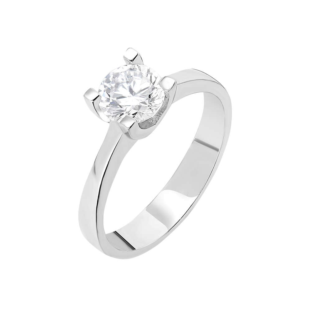 Starlight Diamond Pırlanta Montür Sade Tasarım 925 Ayar Gümüş Bayan Tektaş Yüzük - 4