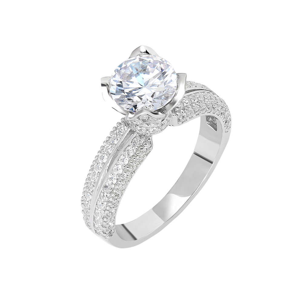 Starlight Diamond Pırlanta Montür Sevgi Temalı 925 Ayar Gümüş Bayan Tektaş Yüzük - 4
