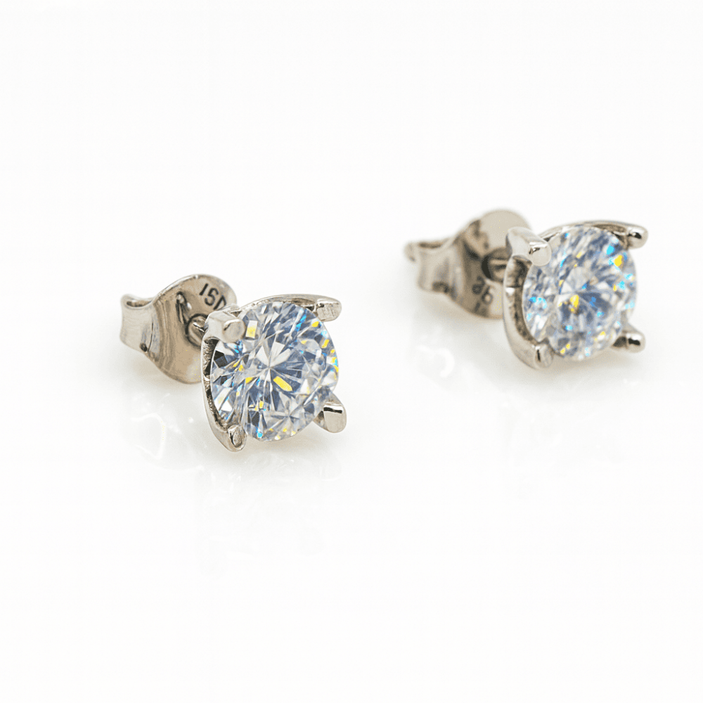 Elmas Görünümlü U Tasarım Gümüş Renk 925 Ayar Gümüş Bayan Küpe - 3