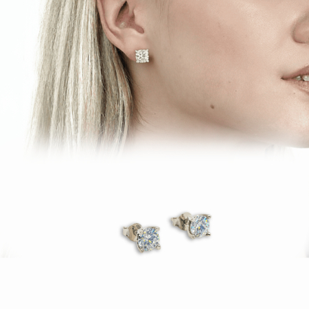 Elmas Görünümlü U Tasarım Gümüş Renk 925 Ayar Gümüş Bayan Küpe - Tesbihane