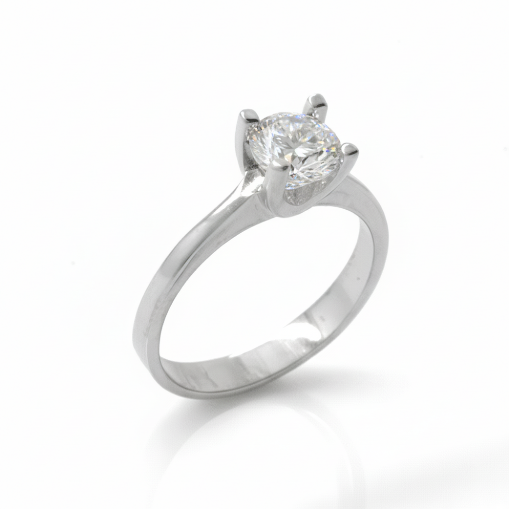 Elmas Görünümlü U Tasarım Gümüş Renk 925 Ayar Gümüş Bayan Tektaş Yüzük - 3