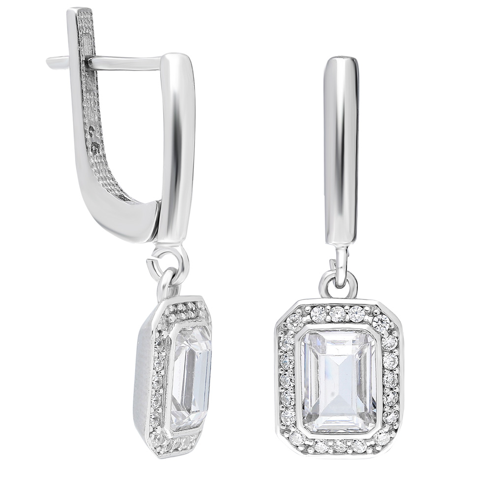 Elmas Görünümlü Zarif Baget Taşlı 925 Ayar Gümüş Kadın Küpe - 2