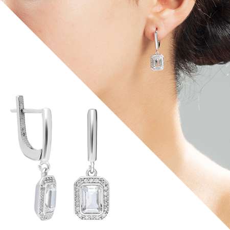 Elmas Görünümlü Zarif Baget Taşlı 925 Ayar Gümüş Kadın Küpe - Tesbihane