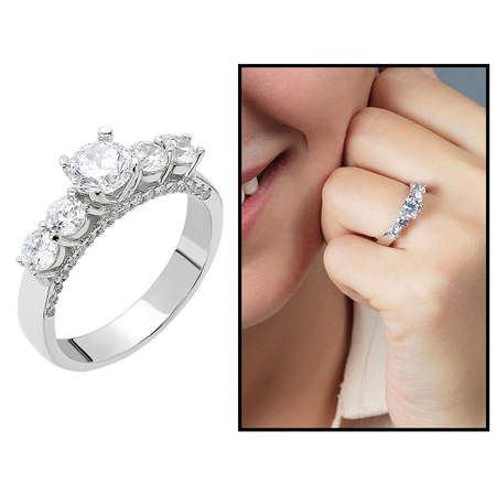 Elmas Görünümlü Zarif Tasarım 925 Ayar Gümüş Bayan Beştaş Yüzük - Tesbihane