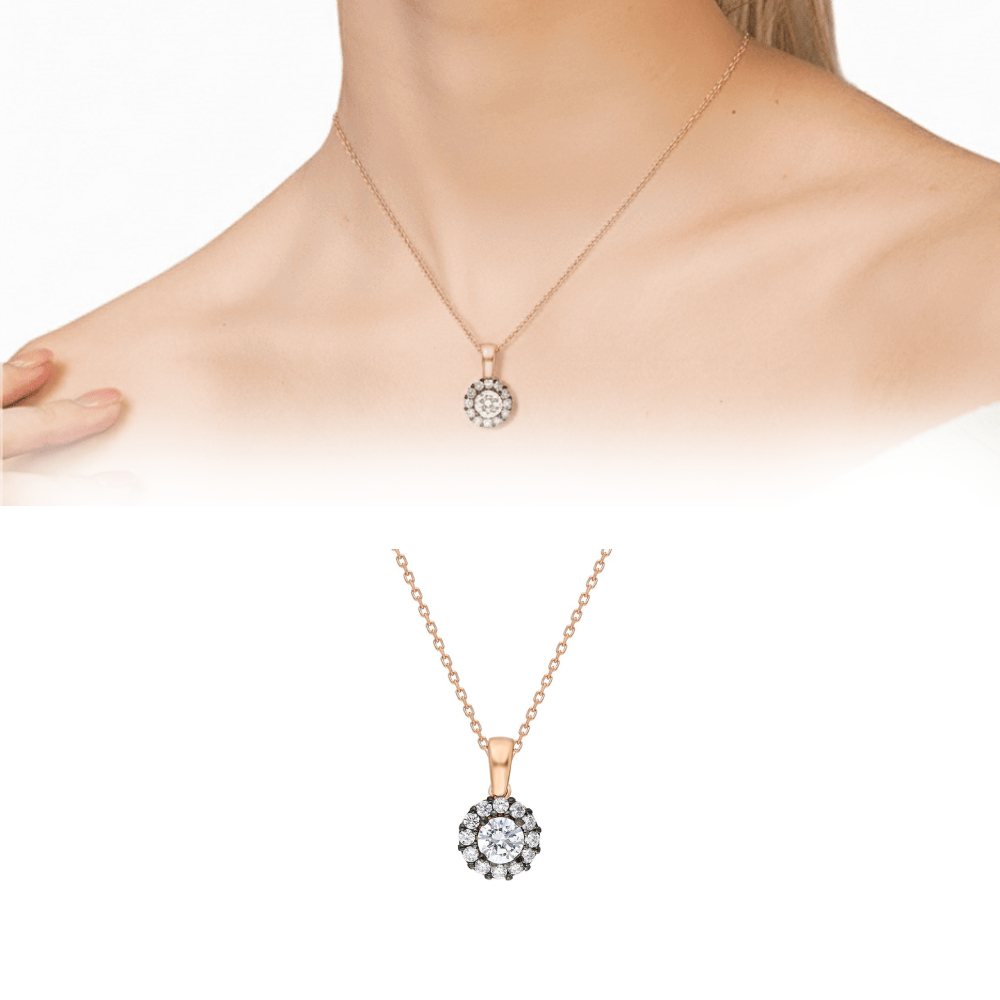 Elmas Görünümlü Tektaş Elmaz Montür 925 Ayar Gümüş Bayan Kolye - 1