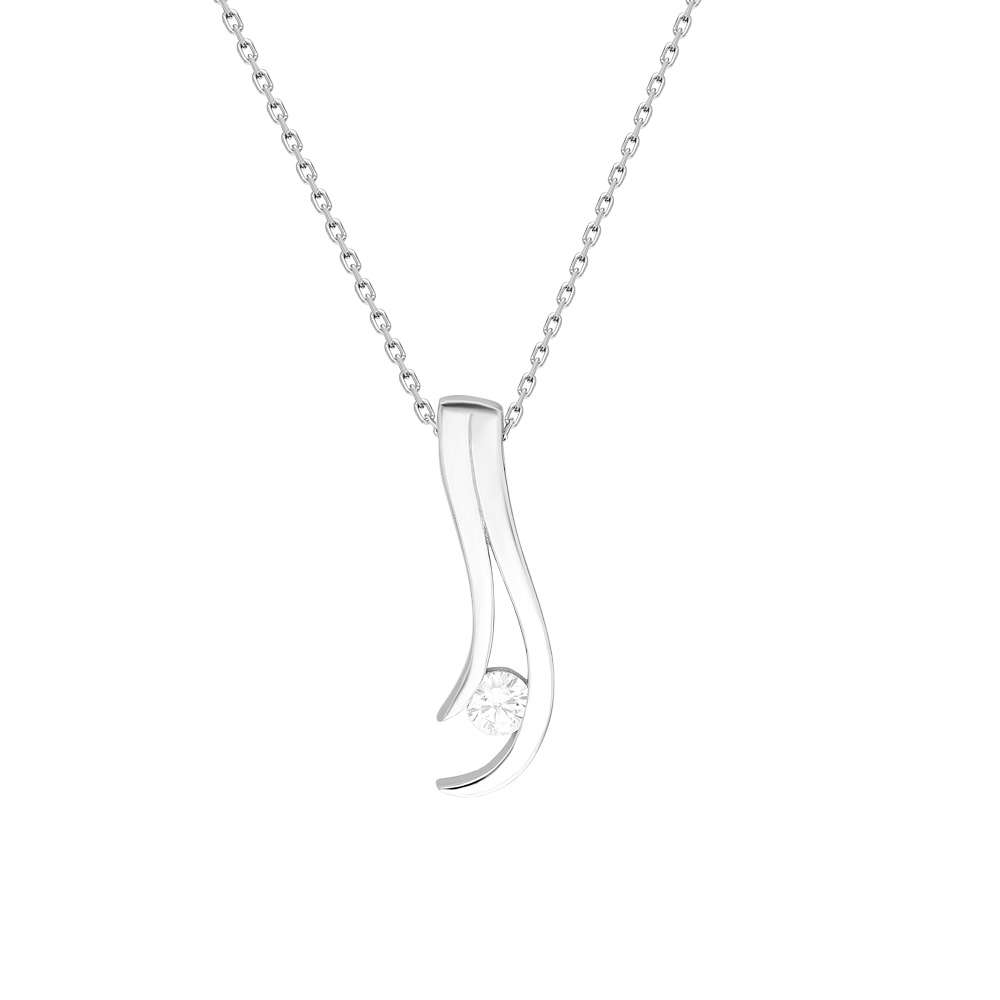 Elmas Görünümlü Tektaş Modern Tasarım 925 Ayar Gümüş Bayan Kolye - 4