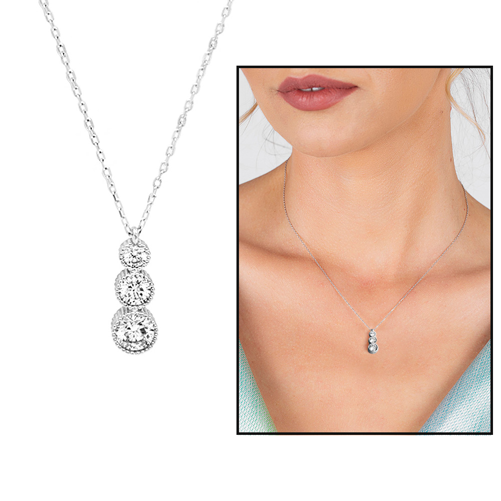 Starlight Diamond Zirkon Taşlı Gözyaşı Tasarım 925 Ayar Gümüş Kadın Kolye - 1