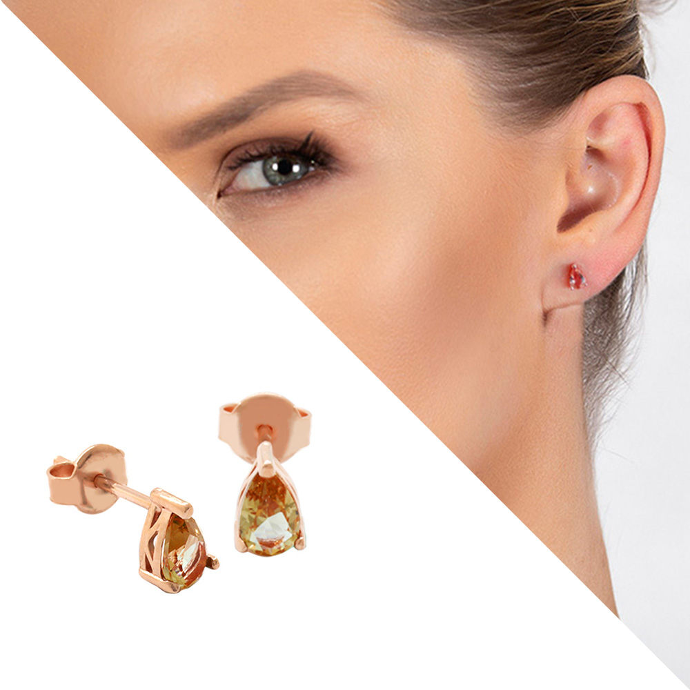 Starlight Diamond Zultanit Taşlı Damla Kesim Rose Renk 925 Ayar Gümüş Küpe - 1