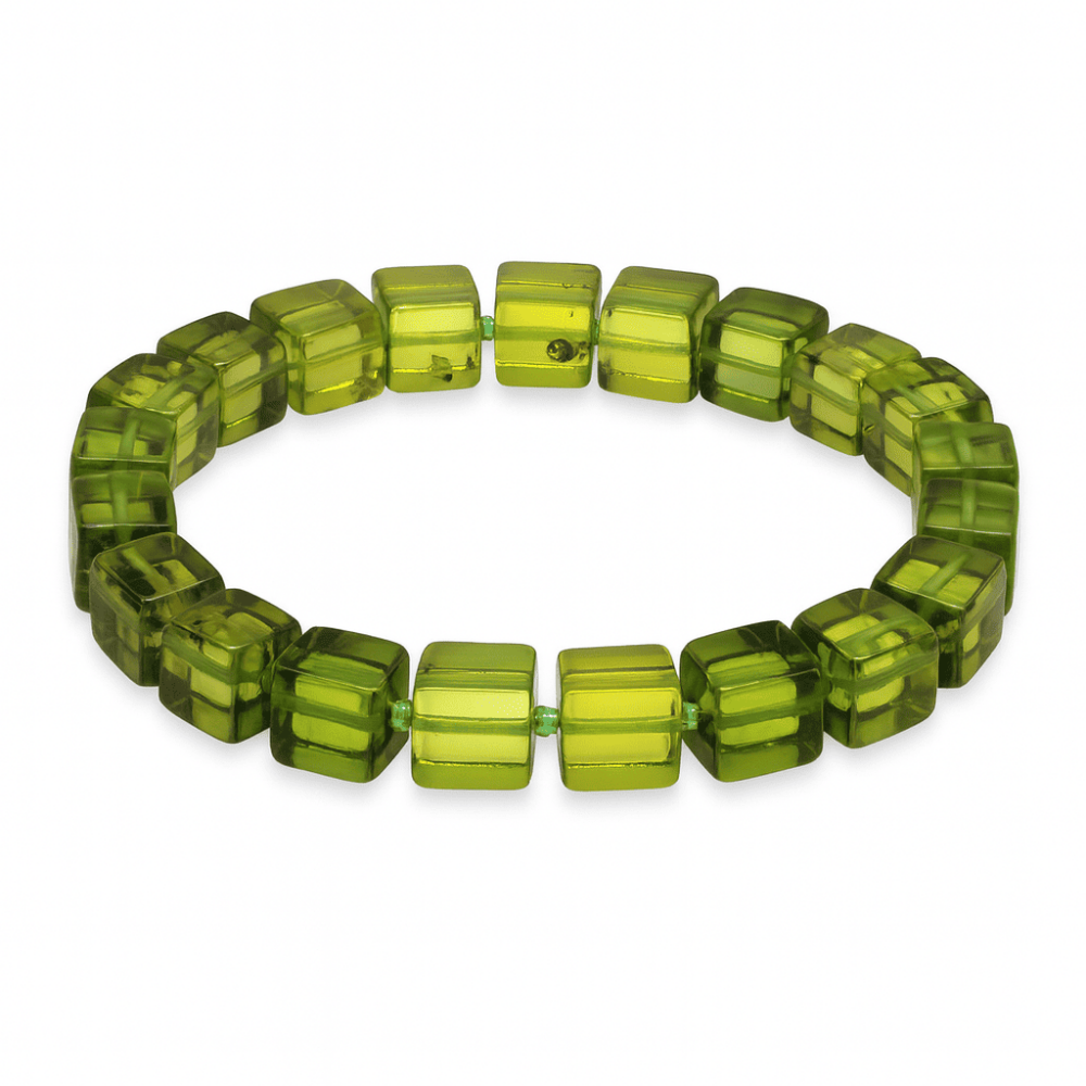 Su Yeşili Küp Kesim Doğal Damla Kehribar Erkek Bileklik - 4