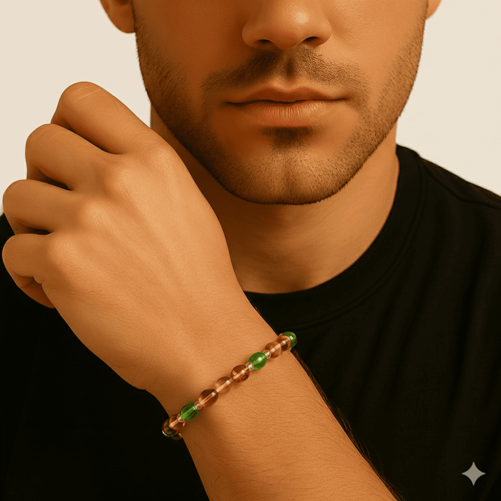 Su Yeşili Natural Form Doğal Damla Kehribar Erkek Bileklik - 2