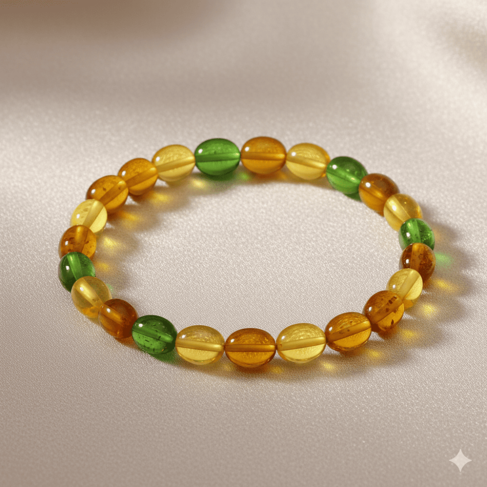 Su Yeşili Natural Form Doğal Damla Kehribar Erkek Bileklik - 3