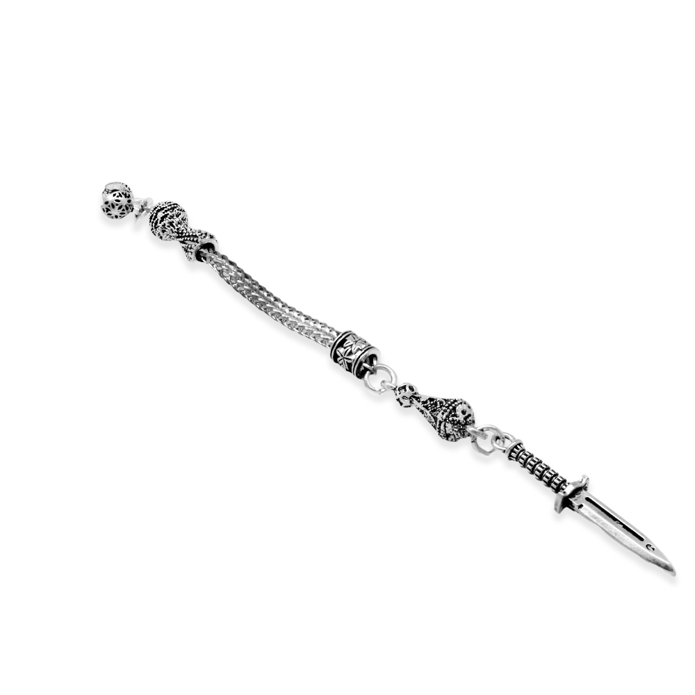 Süngü Temalı Foxtail Zincirli Tek Kamçılı Kararmaz Metal Püskül - 2