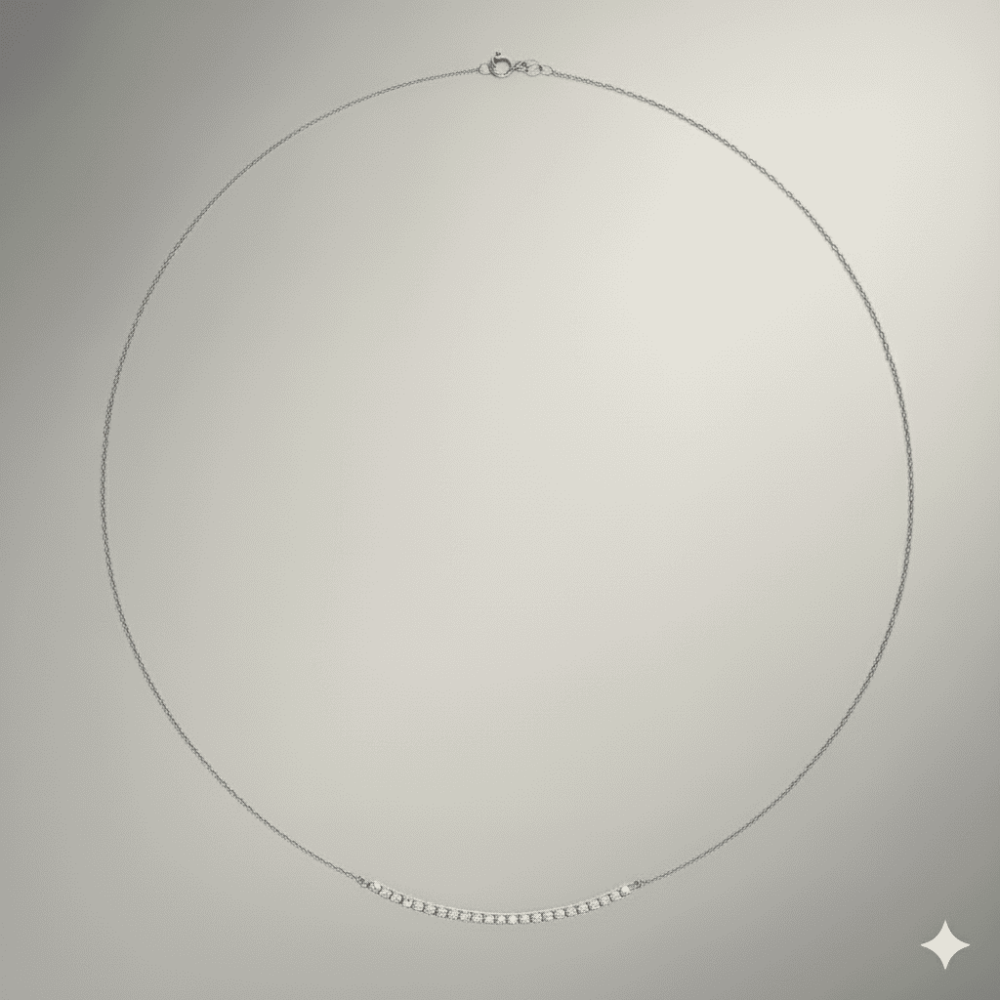 Suyolu Tasarım Sıralı Zirkon Taş Süslemeli Gümüş Renk 925 Ayar Gümüş Bayan Kolye - 6