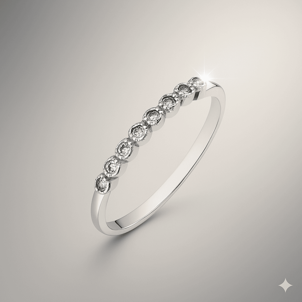 Suyolu Tasarım Sıralı Zirkon Taş Süslemeli Gümüş Renk 925 Ayar Gümüş Bayan Yüzük - 3