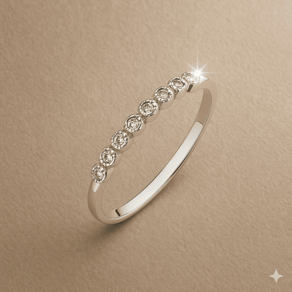 Suyolu Tasarım Sıralı Zirkon Taş Süslemeli Gümüş Renk 925 Ayar Gümüş Bayan Yüzük - 6