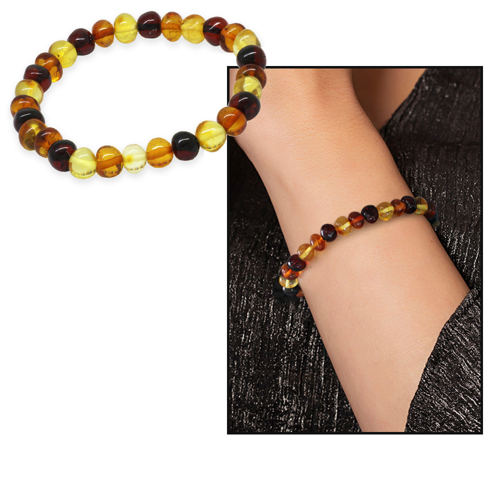 Süzme Multicolor Renk Natural Form Doğal Damla Kehribar Kadın Bileklik - 5