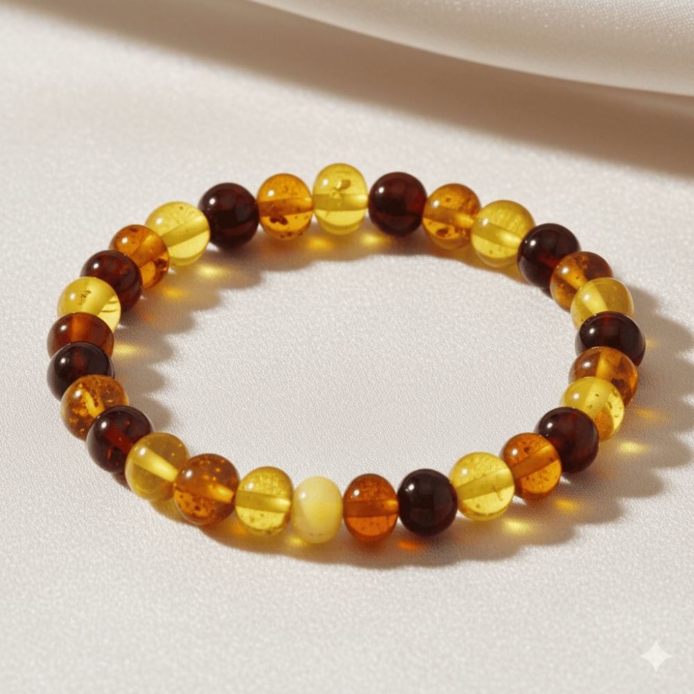 Süzme Multicolor Renk Natural Form Doğal Damla Kehribar Kadın Bileklik - 3