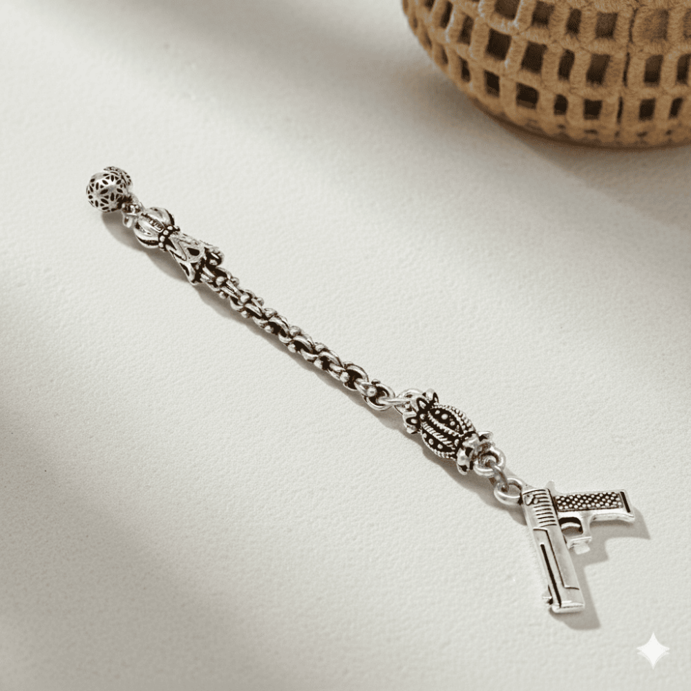 Tabanca Temalı Arnavut Zincirli Tek Kamçılı Kararmaz Metal Püskül - 1