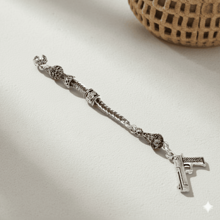 Tabanca Temalı Foxtail Zincirli Tek Kamçılı Kararmaz Metal Püskül - Tesbihane
