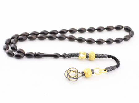 Tamamı El İşçiliği Kazaz Örme Püsküllü Abanoz Ağacı Tesbih (ELISI_ABN) - Tesbihane