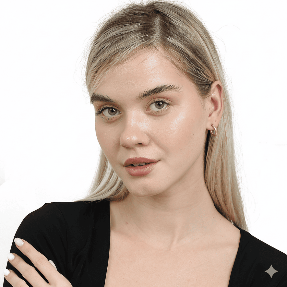 Tek Sıra Mikro Beyaz Zirkon Taşlı Altın Renk Yarım Tur 925 Ayar Gümüş Kadın Küpe - 6