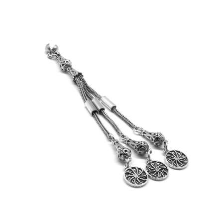 Tekerlek Motifli 925 Ayar Gümüş Püskül - Tesbihane